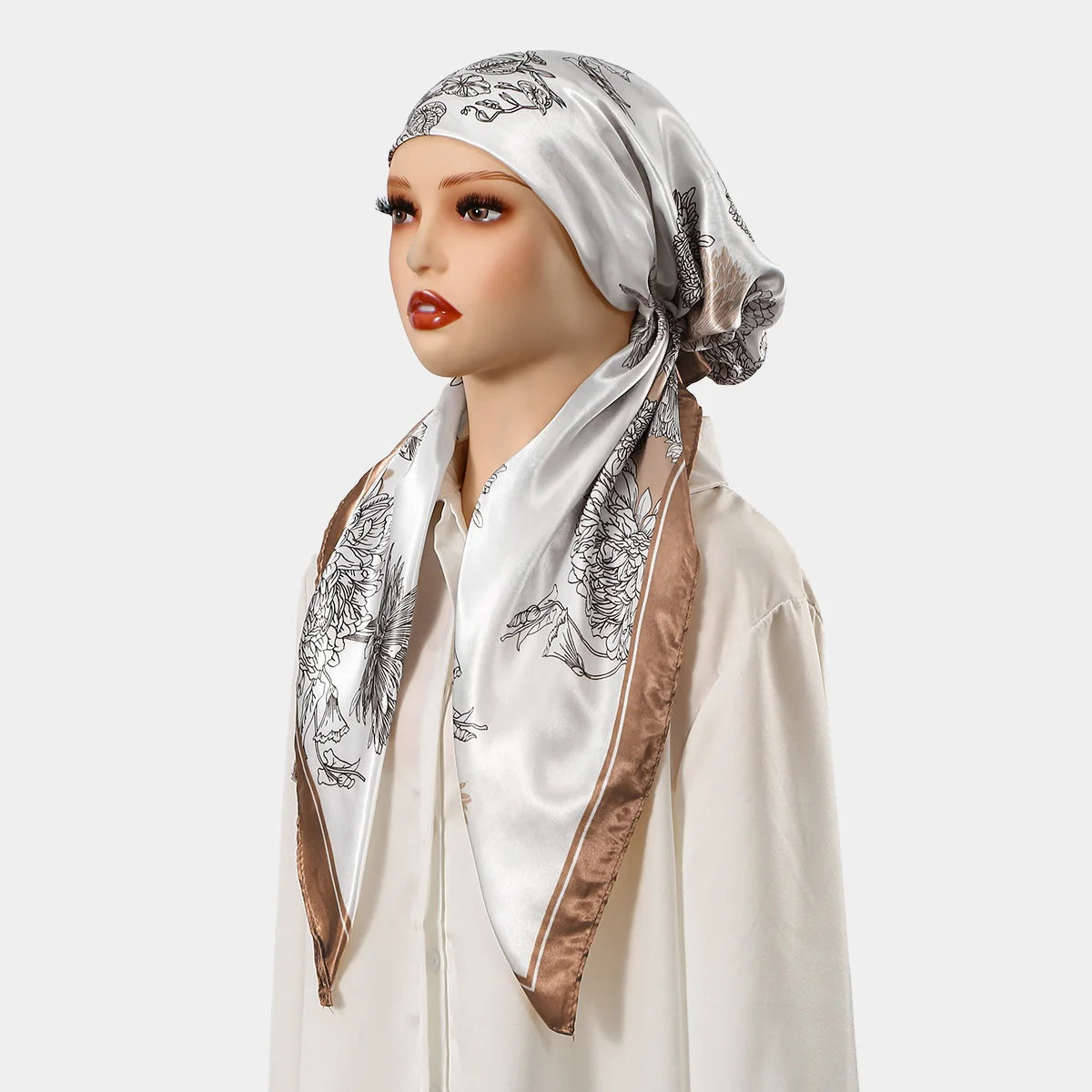 New Muslim Satin Silk Instant Hijabs Scarf Printed Turban Thick Hijab Cap Night Cap Women Ramadan Elastic Satin Hair Bonnet Eid
