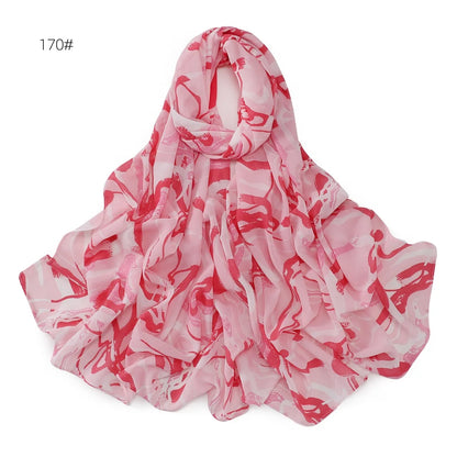66 Colors Pearl Chiffon Printed Hijab Scarf New Fresh Small Floral Polka Dot Sunscreen Silk Scarf Shawl Turbans for Women Hijabs
