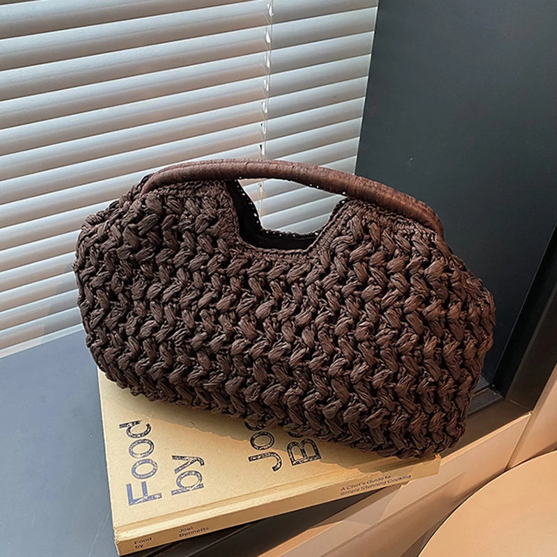 New Summer Beach Bag for Women Clutch Bag Luxury Designer Straw Bags Tote Handbag Fashion Woven Rattan Female Travel Purse