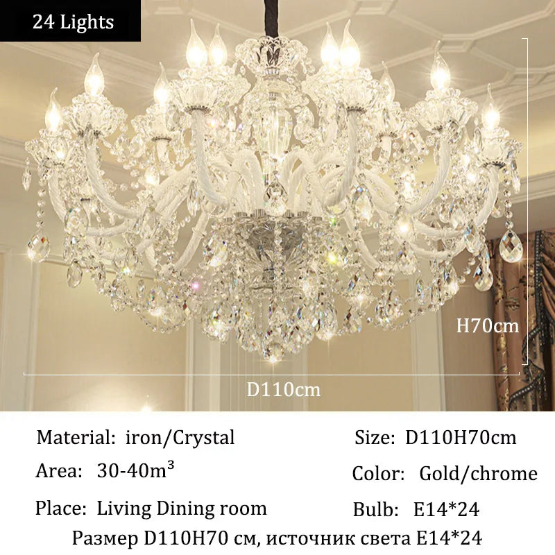 Luxury Home Crystal Chandeliers Villa Lighting for Living Room Decorate LED Ceiling Pendant Lights Indoor Hanging Lights Fixture