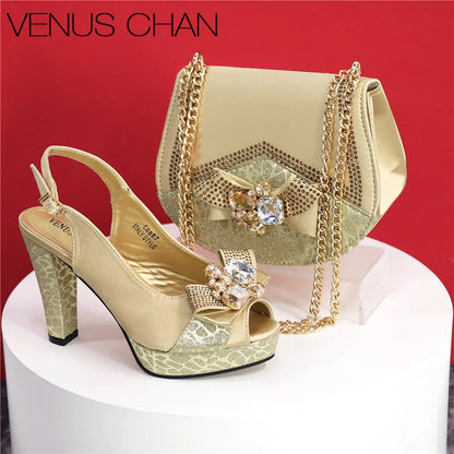 African Fashion Evening Shoes and Bag Italian Design Women's Shoes New Style High Heels Comfortable Women's Shoes and Bags