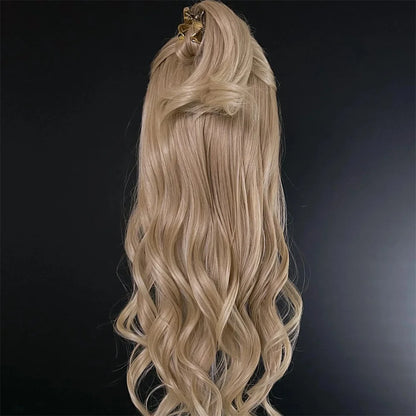 Blonde Balayage Lace Front Wig Free Part HD Lace Wig Realistic Look Dark Brown Roots Natural Wavy Synthetic Heat Resistant Fiber