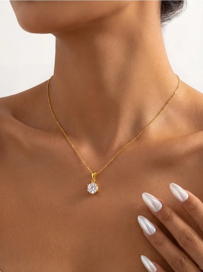GRA Classic 1CT Round Moissanite Diamond Necklace For Women Gift Real 925 Sterling Silver Anniversary Wedding Luxury Jewelry