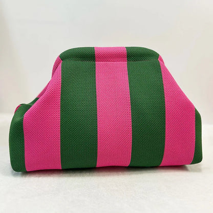 Woven Crochet Handbags for Women Summer Beach Clutch Bag Purses Knitting Dumpling Clutch Ruched Cute Cloud Casual Colorblock Bag