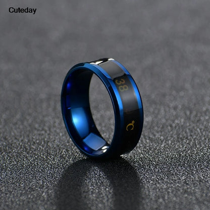 Smart Sensor Body Stainless Steel Love Band Ring With Temperature Measurement Function Rings For Couples Accessories Anillo