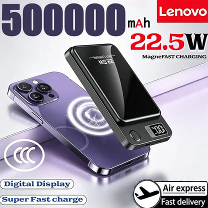 Lenovo PD22.5W Fast Charging Magnetic Wireless 500000mAh Large Capacity External Battery Power Bank For iPhone Samsung