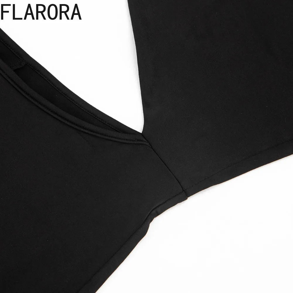 FLARORA Sexy Hollow Backless Jumpsuits Woman Hipster Halter Diagonal Collar Sleeveless Skinny Peach Hip Hottie Street Overalls