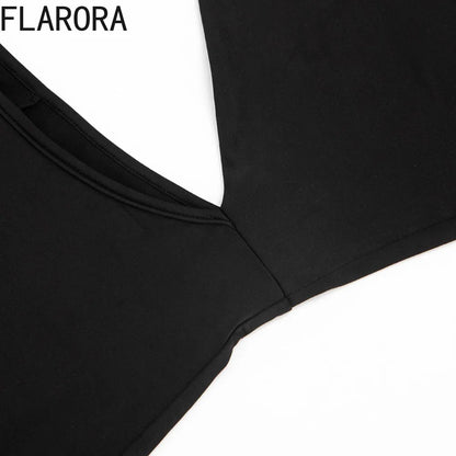 FLARORA Sexy Hollow Backless Jumpsuits Woman Hipster Halter Diagonal Collar Sleeveless Skinny Peach Hip Hottie Street Overalls