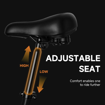 HEZZO T8pro Foldable Electric Bike for Adults 48V 500W Peak 750W Brushless Motor 16Inch Carbon Steel E-Bike 10.4Ah Lithium Battery 16Mph 22Mph Range Dual Disc Brakes LED Headlight Commuter Folding Hybrid Bike With Basket