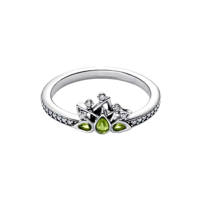 2026 New 925 Silver Sparkling Heart Princess Crown Heart-to-Heart Ring Fashion DIY Charm Jewelry Exquisite Gift