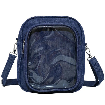 New Denim Ulzzang Ita Bags Female Transparent Badge Doll Show Crossbody Shoulder Bag Individuality Designer 2 Sides Bolso Mujer