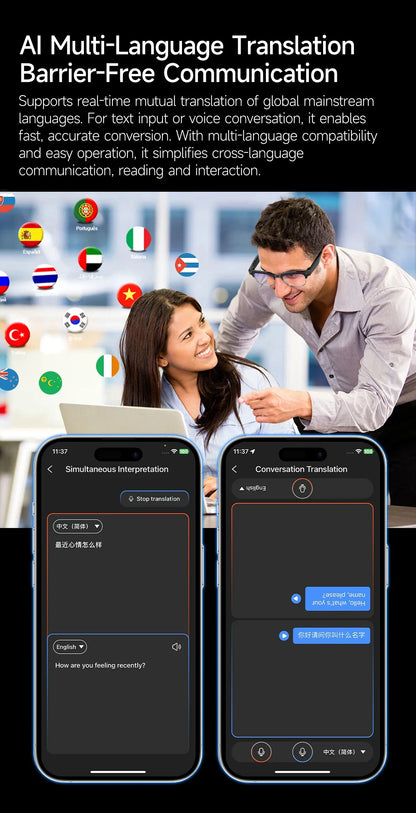 AI Smart Glasses To Take Photos Videos 800W HD Camera Intelligent Translation Photo-taking And Object Recognition Smart Glasses