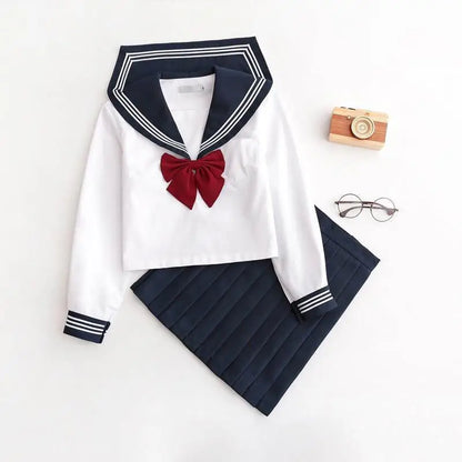 Student JK Uniform Women's High School Korean Chinese School Uniforms Navy Sailor Outfit Short Sleeve Suit Japan Seifuku Girl