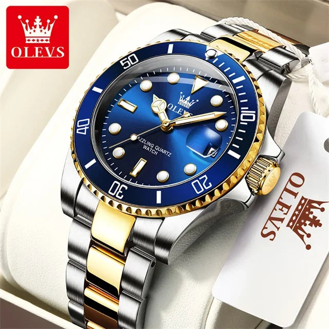 OLEVS Original Quartz Watch for Men Stainles Steel Waterproof Sports Watches Fashion Luxury Top Brand Men's Wristwatches 5885