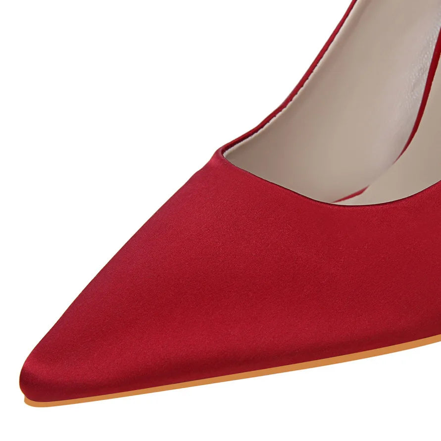 Women Luxury Metallic Decoration Heel Wedding Shoes Lady Trendy 10cm High Heels Pointed Toe Shoes Female Premium Gray Shoes