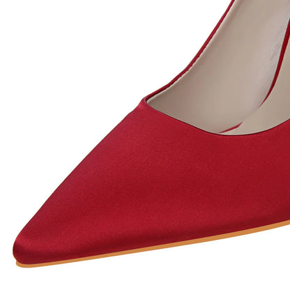 Women Luxury Metallic Decoration Heel Wedding Shoes Lady Trendy 10cm High Heels Pointed Toe Shoes Female Premium Gray Shoes