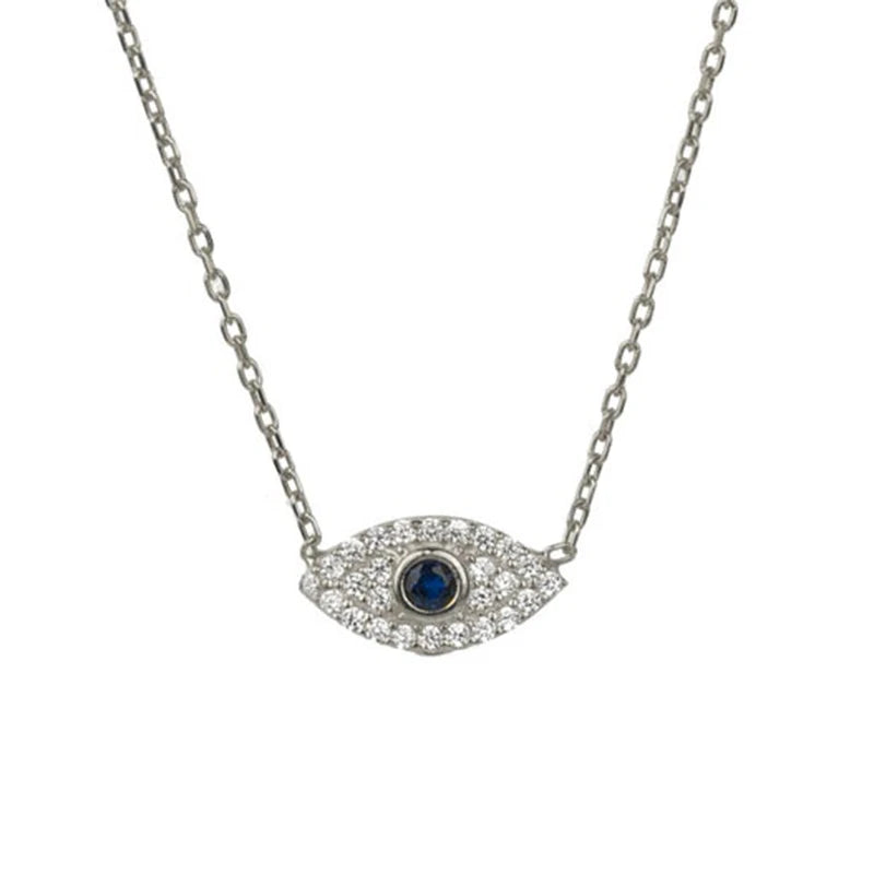 YooFaning 925 Sterling Silver Gold Chain Crystal Zirconia Evil Eye Necklace Diamond Anniversary Gift Wedding Girl Huggie Jewelry