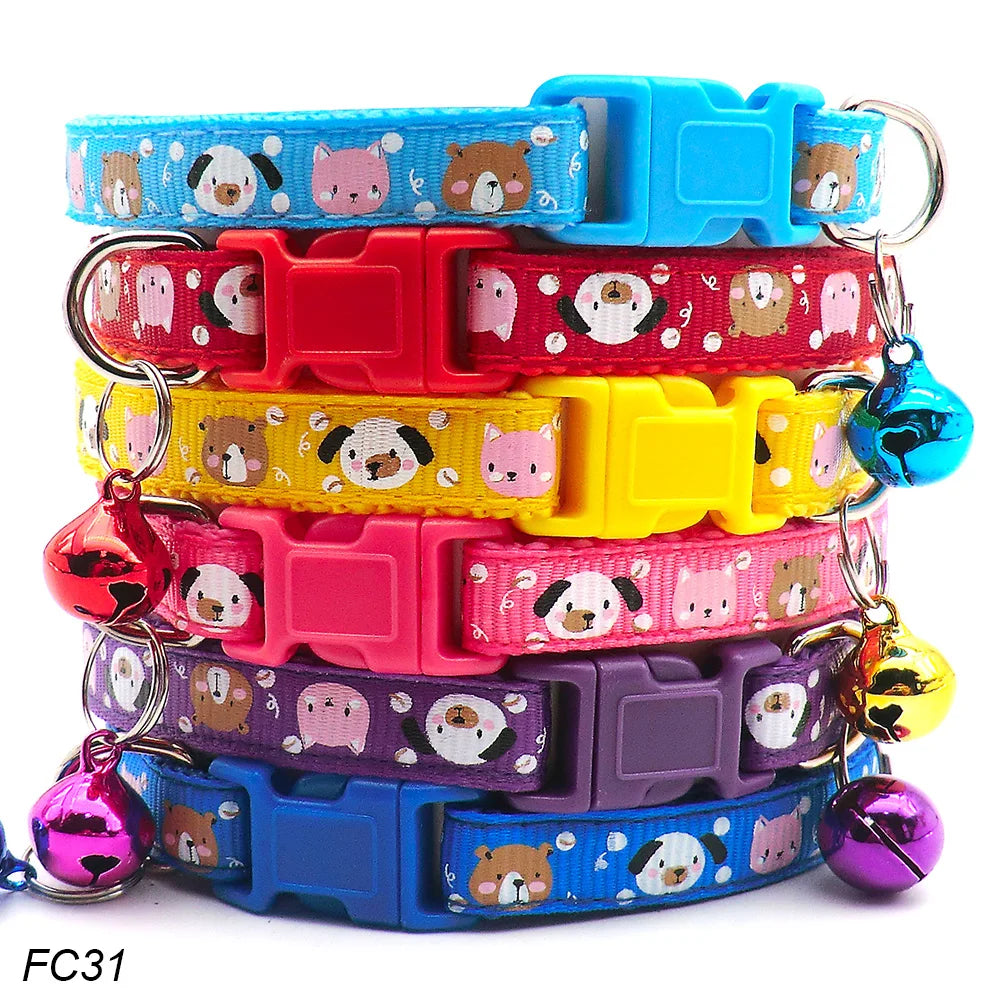 100Pcs Dog Collar With Bells Adjustable Customize Necklace Puppy Kitten Collar Accessories Pet Shop Products Rabbit Neck Strap