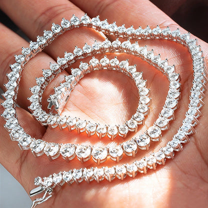 3 Claw D VVS1 All Moissanite Tennis Necklace for Women Men S925 Sterling Silver 18k White Gold GRA Certified Wedding Necklaces