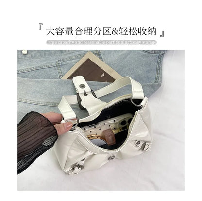 Y2K Retro Pleated Hobo Shoulder Bag for Women Hot Selling Maillard Style Underarm Bag Clutch Handbags for Travel Work Shopping