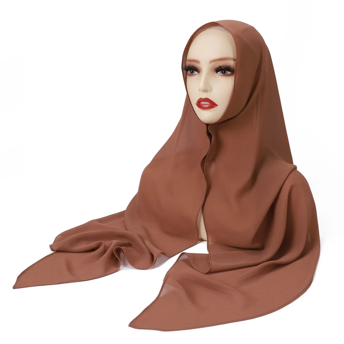 2025 Ramadan Women Solid Scarf Built-in Magnetic Muslim Chiffon Hijab Shawls Head Wrap Hijabs Scarves Ladies Foulard Islamic