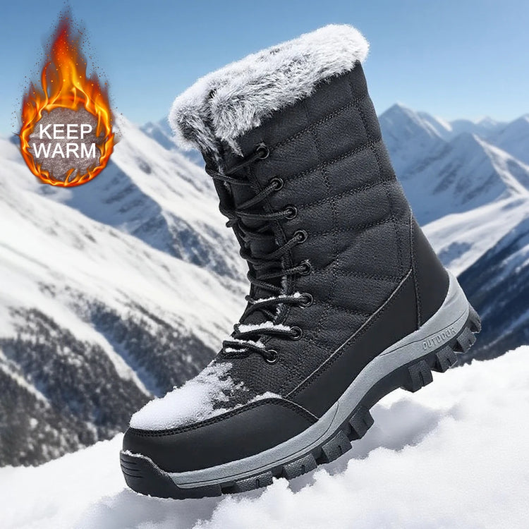 Winter Men's Snow Boots Warm Plush Anti Slip Outdoor Hiking Boots Women's Mid Length Boots Couple Sports Shoes Boots Size 36-48