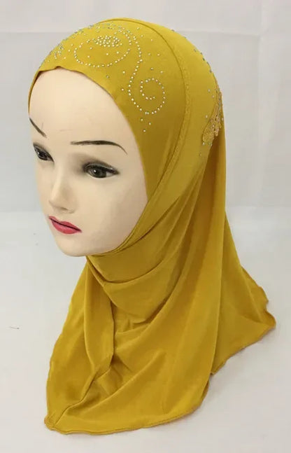 Girls Kids Muslim Beautiful Hijab Islamic Arab Scarf Shawls Flower Pattern