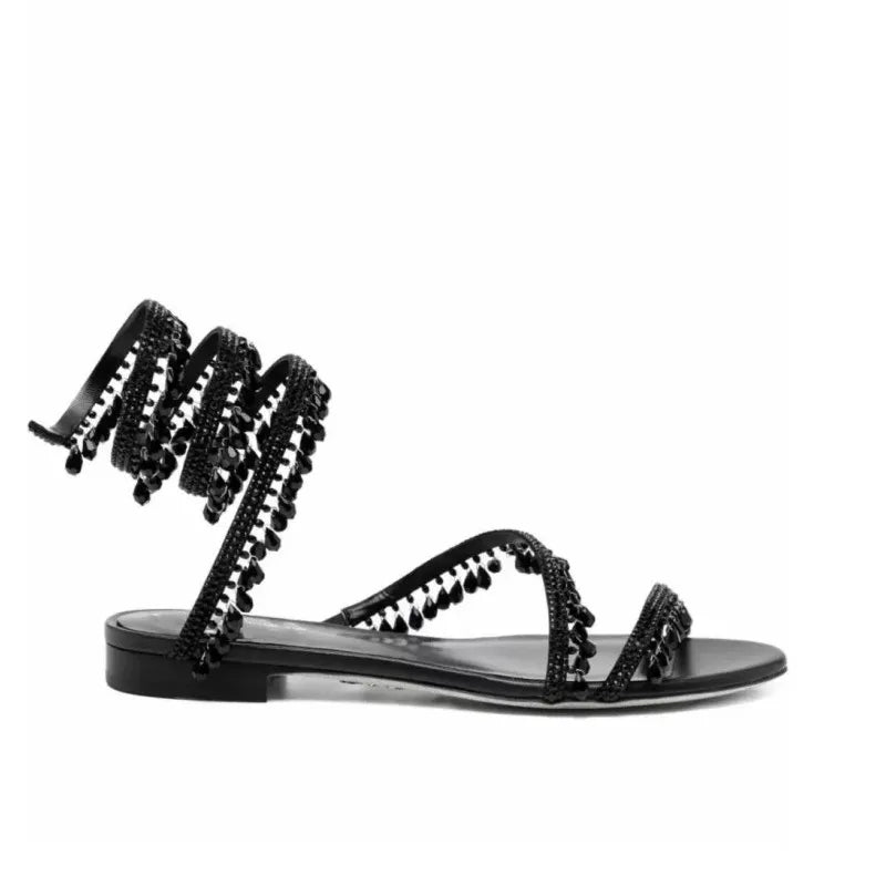 2026Women's New Water Diamond Sandals Fashion Tassel Crystal Shoes Sexy Banquet Party Twin Stiletto Women's Large Sandals