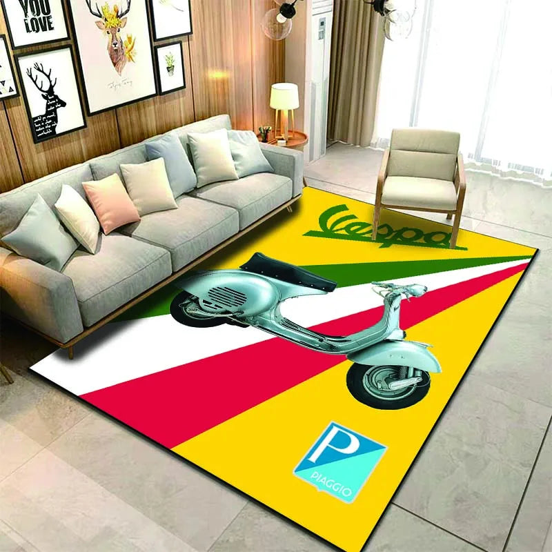 15 Sizes Motorcycle V-Vespa Pattern Rug Bedroom Living Room Bathroom Mat Creative Door Mat Area Rug Carpets for Living Room Home