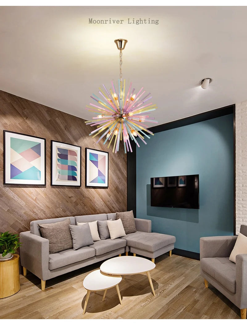 Dandelion Hanging Lamps for Ceiling Personalized Fashion Pendant Lights Modern Creative Colorful Chandelier Loft Kid's Room