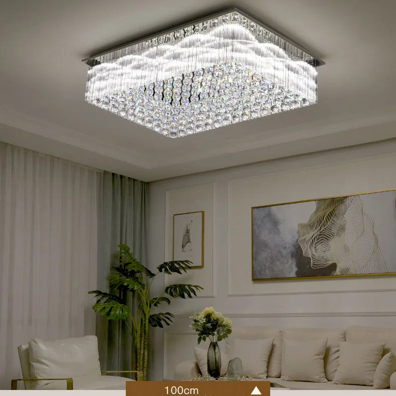 K9 Crystal Ceiling Lights LED Modern Lamps Luxury Chandelier Living Room Dining Bedroom Rectangle LED Lighting Hotel Mall Shop