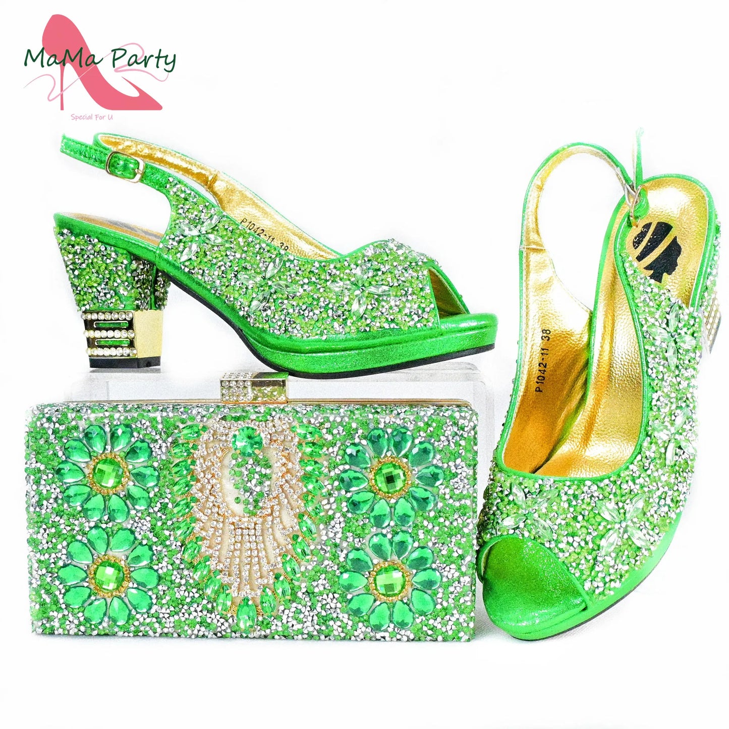 2025 Fashion Style Nigerian Ladies Lovely Shoes and Bag to Match Set in Gold Color Specials Pumps for Dress