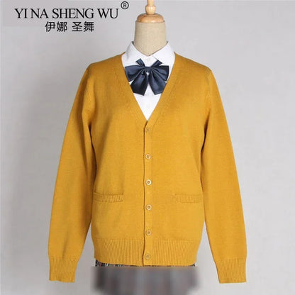 School JK Uniform Sweater Coat Anime Cosplay Costumes Cardigan Outerwear Sweater 16 Colour Long Sleeve Knitting Coat For Girls