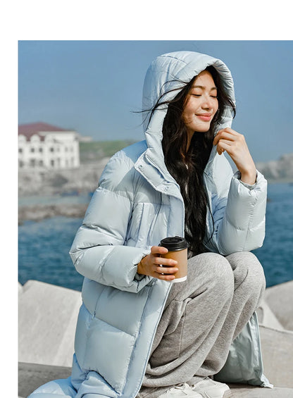 Semir Down Jacket Women Long Length Waterproof Coat 2026 Fashion Winter New Loose Hooded Coat Simple Down Jacket Woman