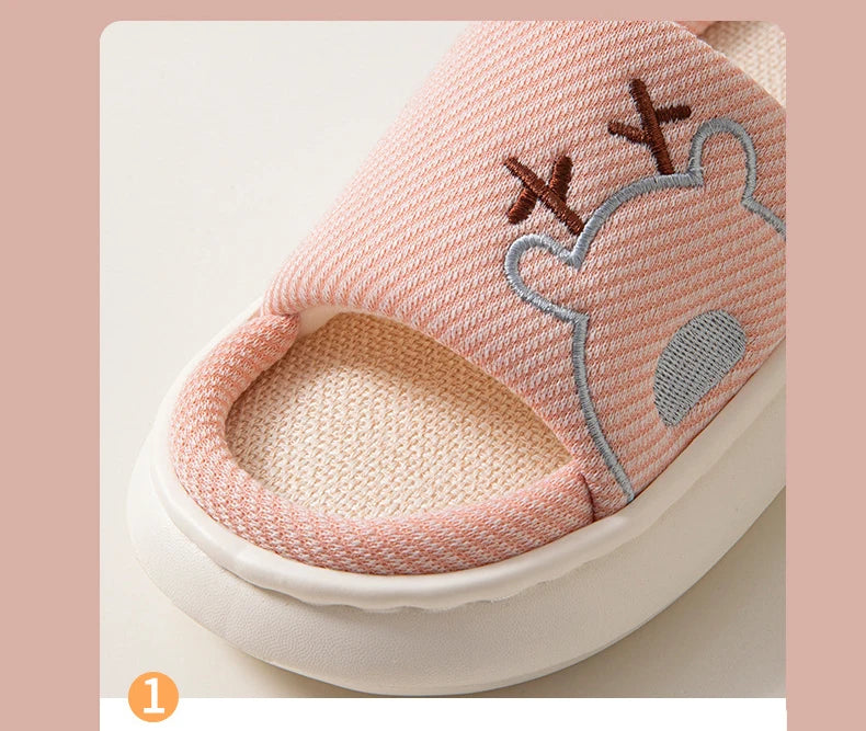 Linen Platform Women's Slippers Home Flats Summer Luxury Designer Woman Shoes New Open-Toe Casual Indoor Slides Non-Slip Unisex