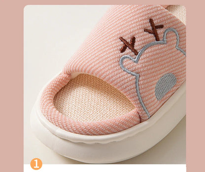 Linen Platform Women's Slippers Home Flats Summer Luxury Designer Woman Shoes New Open-Toe Casual Indoor Slides Non-Slip Unisex