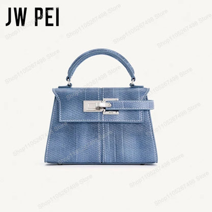JW PEI Elise Women's Genuine Leather Top Handle Bag Trapezoid Satchel Crossbody Purse Elegant Shoulder Handbag Quiet Luxury Designer Style