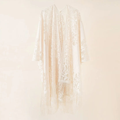 Women Sun Protection Shawl Lady Summer Hollow Out Lace Cardigan Holiday Bikini Blouse Breathable Beach Cape Sexy Long Tippet