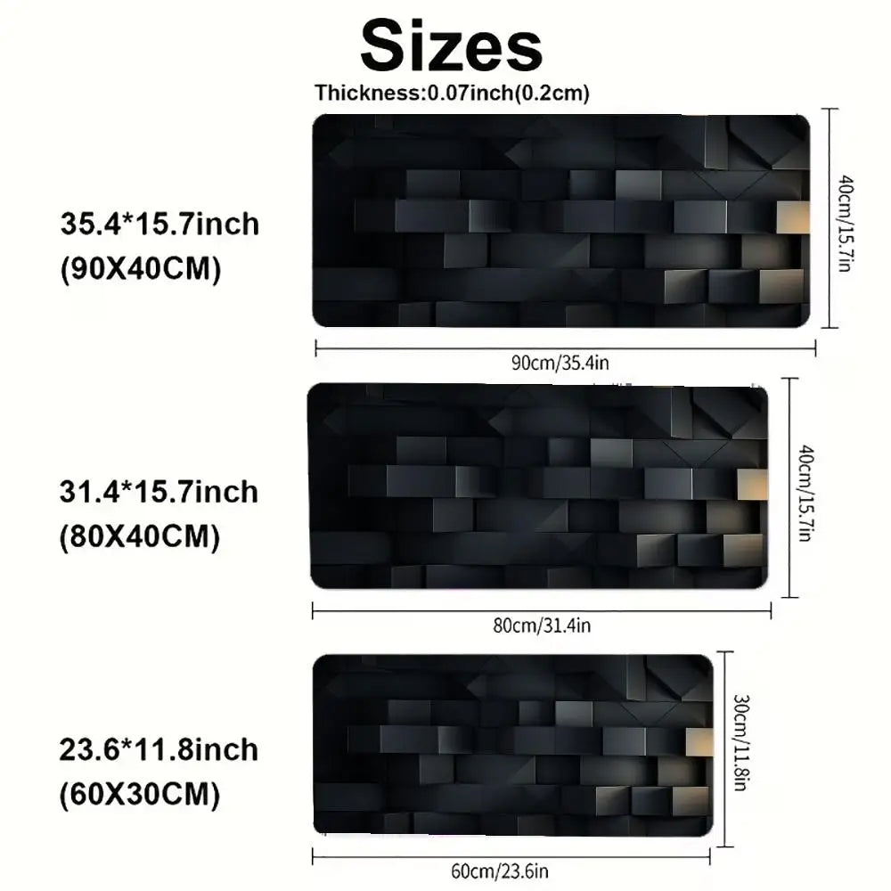 Black Gray Geometric Square Large  Gaming Mouse Pad Non-Slip Base Rubber Extended E-sports Keyboard Desk Mat Mousepad Anti-Slip