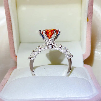 luxury 18K white gold and platinum PT950 marquise colored diamond moissanite ring women's colored special-shaped ring