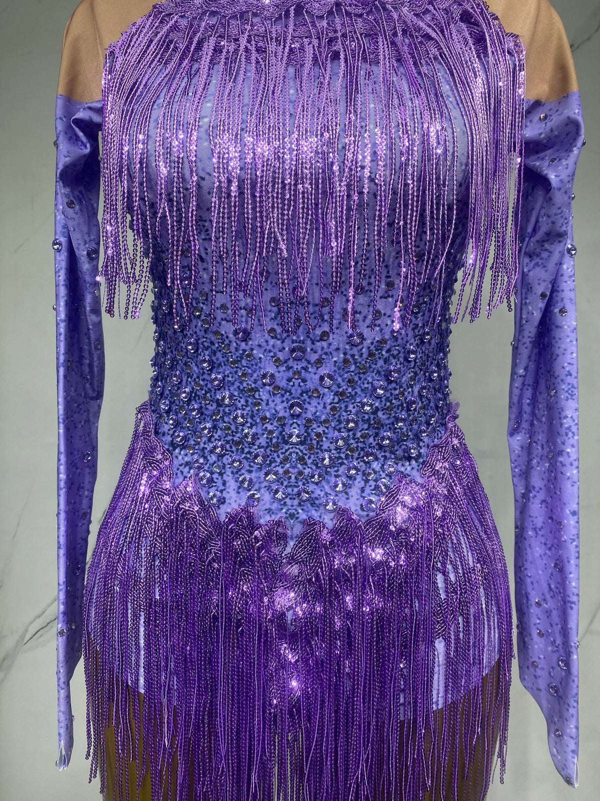 Sparkly Rhinestones Sequins Tassels Bodysuit for Women Sexy Performance Dance Costume Singer Dancer Leotard Show Stage Wear