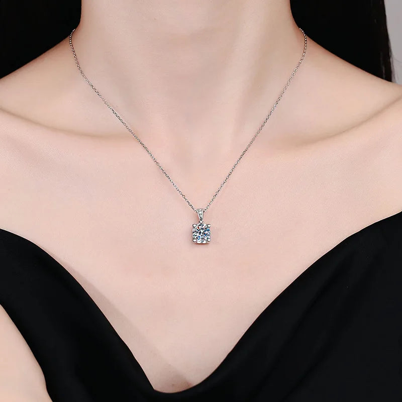 0.5-2CT D Color Moissanite Woman Pendant Sier Necklace For Women Chains Party Bridal Fine Jewelry 925sterling Silver Necklace