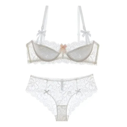 MOYISU French Romantic Lace Comfortable Breathable セクシー Tushy Slim Bra Collection Pure Desire Girls Push Beautiful Underwear SET