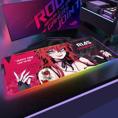 Sexy GirlLED Gaming Mousepads Large Backlight Desk Mat Non-Slip Gamer Mousepad Locking Edge RGB Mouse Pad Luminous Mouse Mat