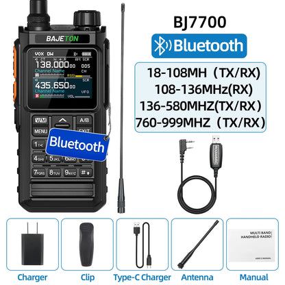 BAJETON BJ7700 Walkie Talkie  Portable  Full Band Bluetooth Programmer Noise Reduction Spectrum Analyzer AM Two Way Radio BT8000