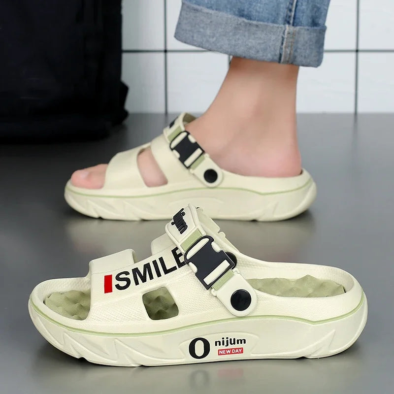 Summer Men's Massage Slippers Indoor Outdoor Sandals Beach Comfortable Soft Slides Clogs Casual Shoes Men Women Home Slippers