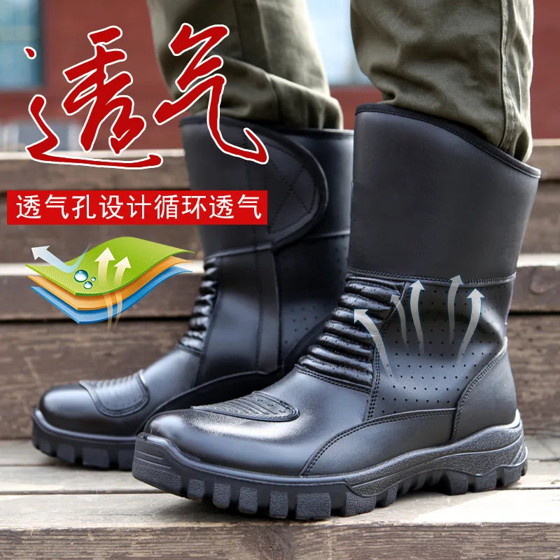 Breathable motorcycle riding shoes men long-legged suitable for riding motorcycles outdoor duty wear-resistant anti-slip boots