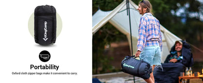 KingCamp Sleeping Bag for Adults, Cold Weather XL Big & Tall (74.8"x33.1" Fits 6.6ft), Cotton Flannel Lining & 300g/㎡ Hollow Fiber Fill (Comfort 44.6°F), Lightweight with Compression Sack, 2-Way Zipper for Couples, Outdoor