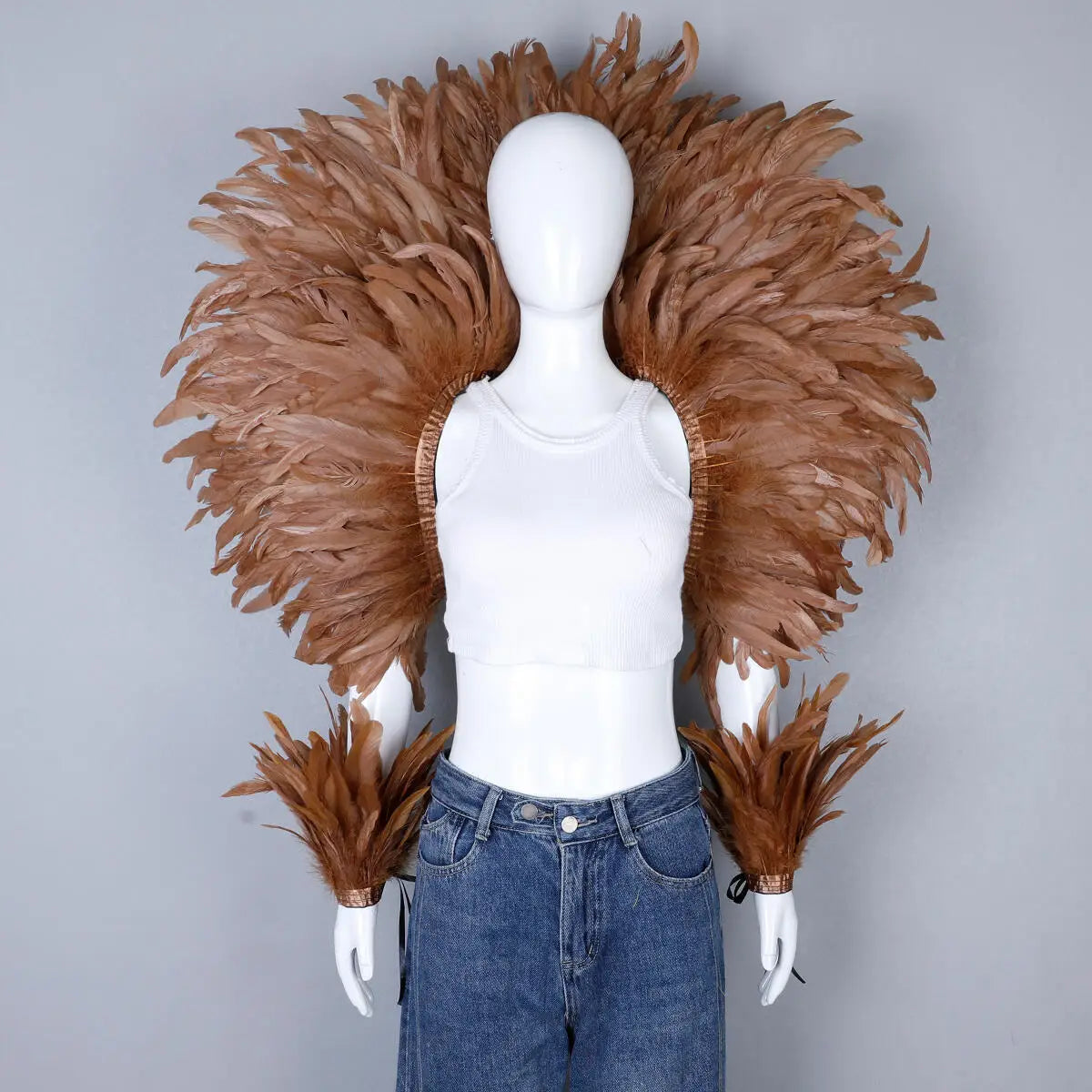 Elegant Women's 2-Piece Shawl Set Cosplay Feather Punk Style for Halloween Masquerade Ball Party Carnival New