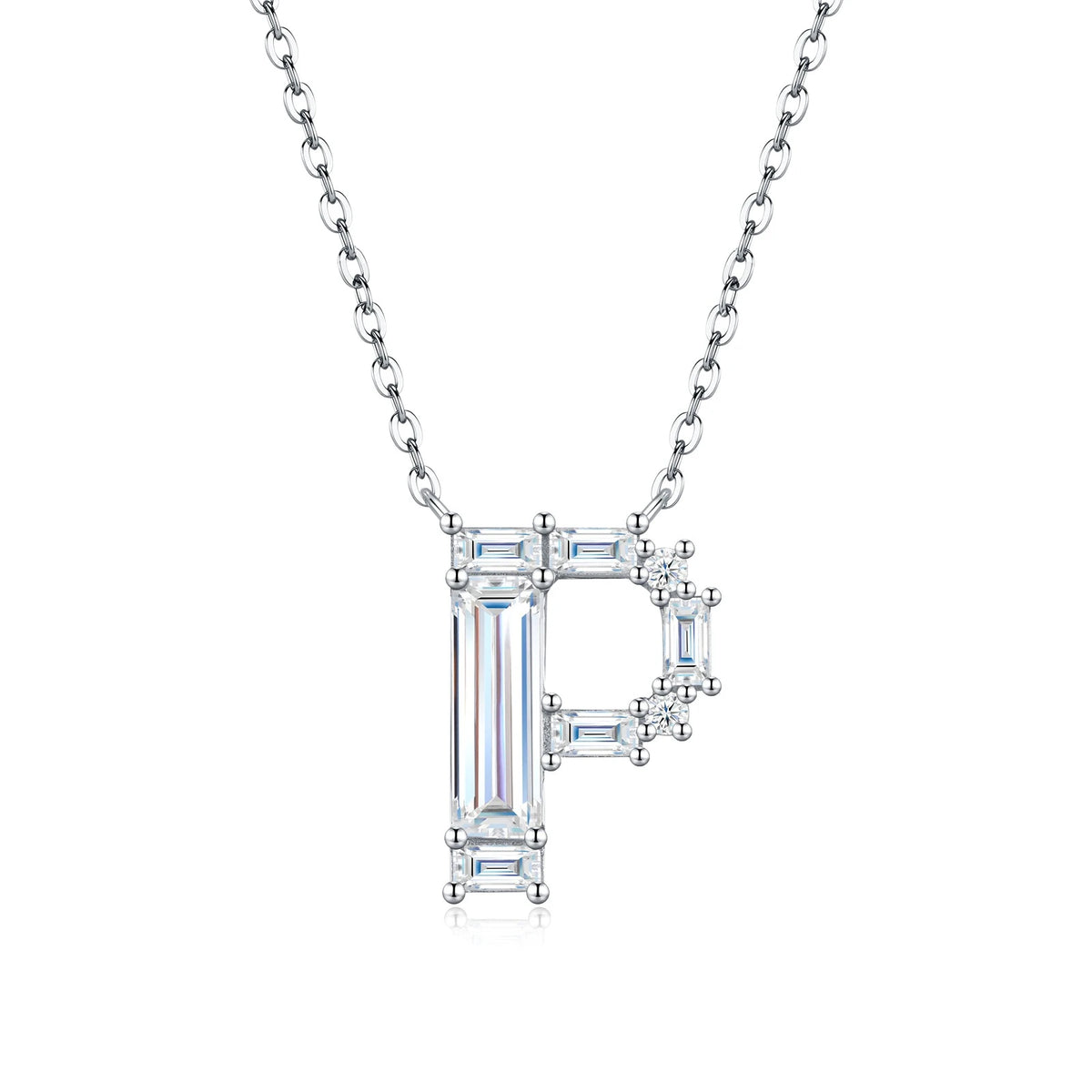 PureNew 26 Letter A-Z 4x12mm Moissanite Necklace For Women S925 Silver D Color 18k Plated Sparking Women's Moissanite Chain